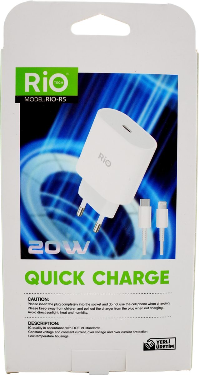 20W iPhone Hızlı Şarj Seti USB-C Adaptör + Lightning Kablo Avantajlı Paket RİO