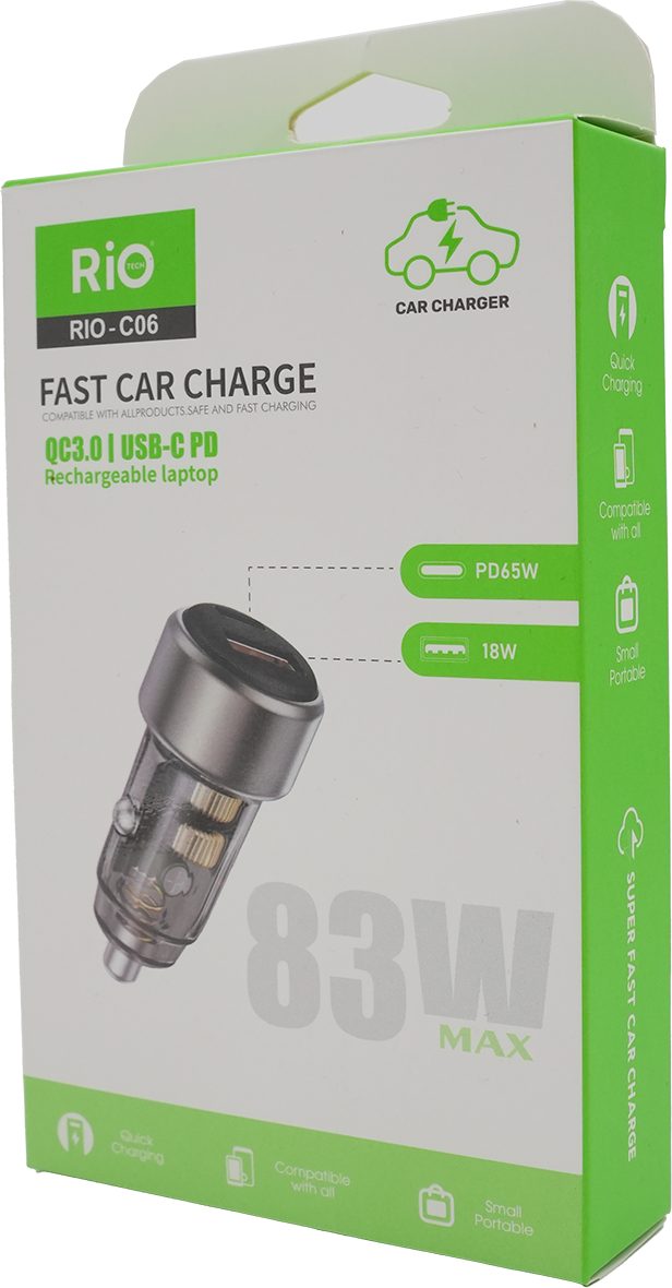 RİO ARAÇ ŞARJMATİK HEM USB-A 18W HEMDE TYPE-C 65W ÇIKIŞLI ARAÇ ÇAKMAKLIK GİRİŞLİ HIZLI ŞARJ