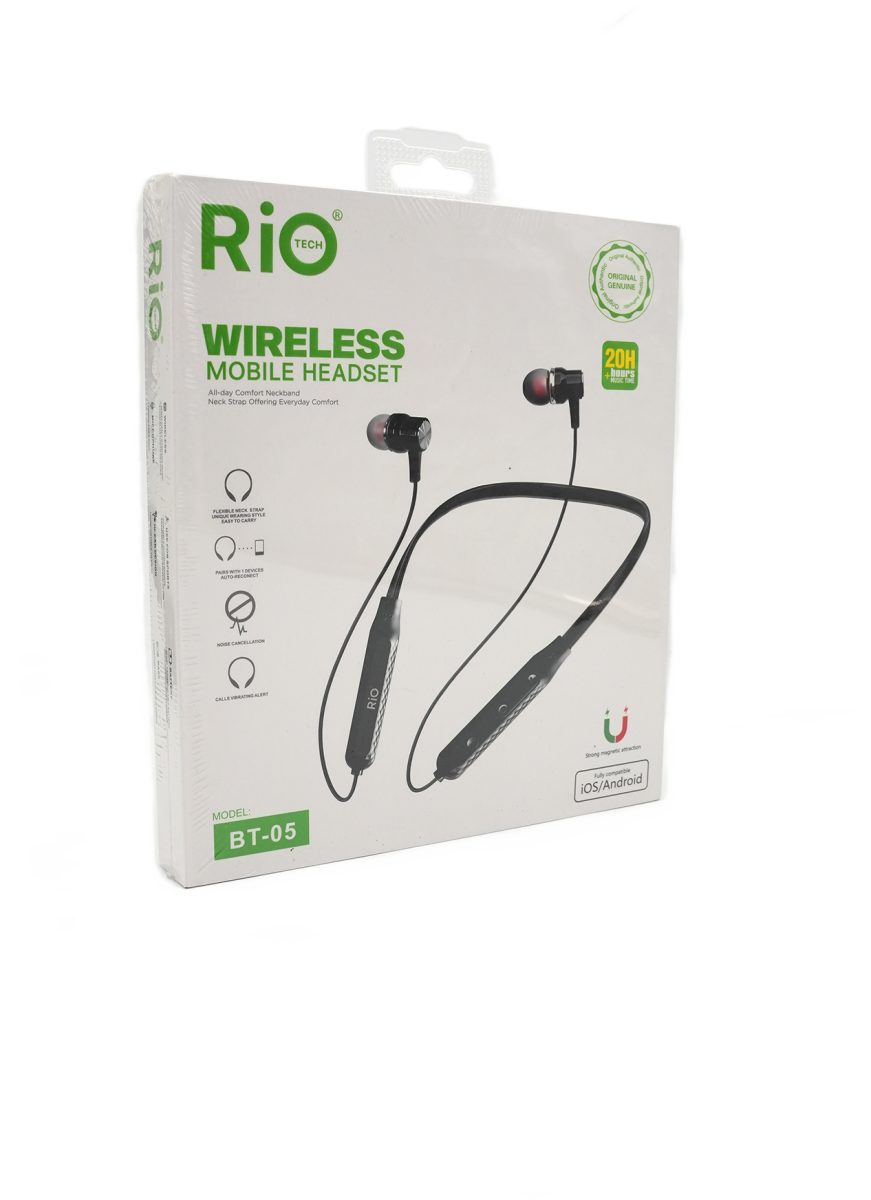 RİO BLUETOOTHLU BOYUN ÜSTÜ KULAK İÇİ MİKROFONLU ŞARJLI KABLOSUZ KULAKLIK