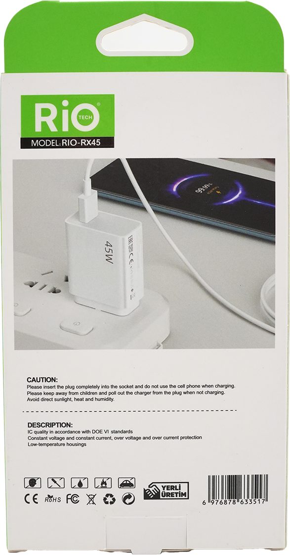 Samsung UYUMLU 45W Şarj Aleti Type-C PD 3.0 Süper Hızlı Şarj Adaptörü / S23 Ultra S24 Plus BEYAZ