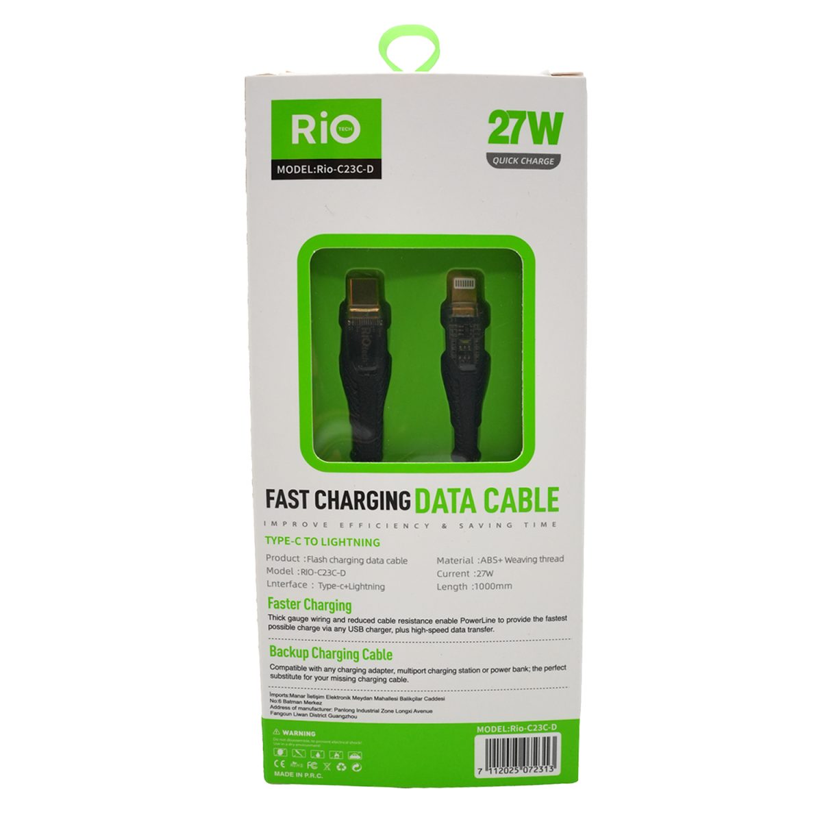 RİO LÜKS GÖRÜNTÜSÜ İLE 27W TYPE-C DEN LIGHTNING KABLO TÜM IPHONE LARA UYUMLU