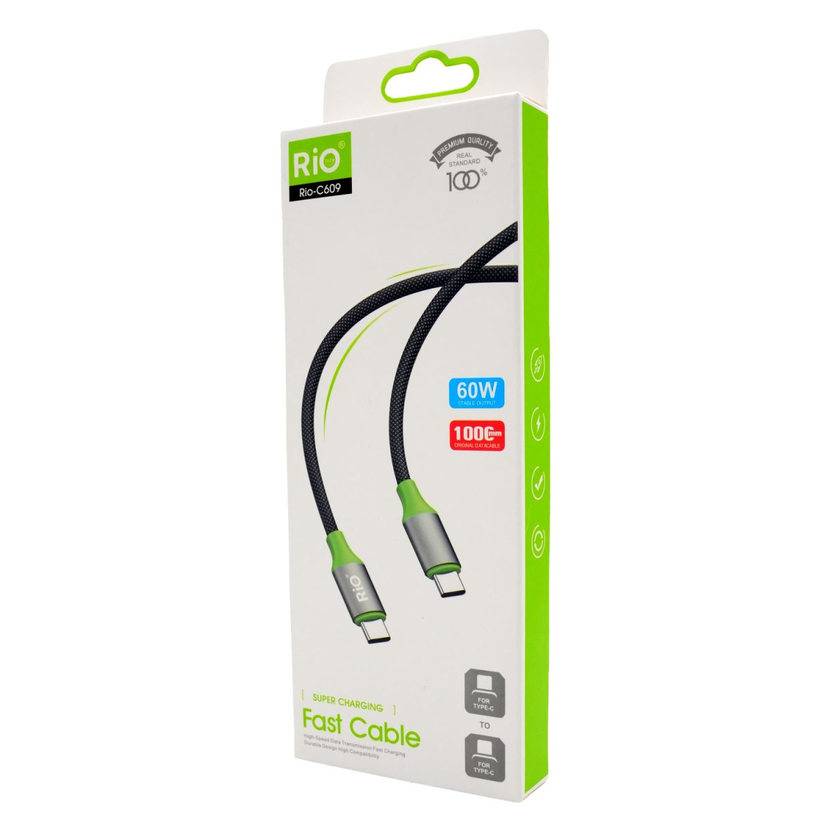 RİO TYPE-C TO TYPE-C KABLO 60W GÜCÜNDE 1 METRE UZUNLUĞUNDA KALİTELİ SAĞLAM KABLO