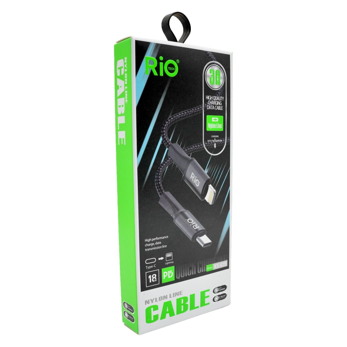 RİO TYPE-C TO LİGHTNİNG İPLİ KABLO TASARIMI VE 3A TURBO HZILI IPHONE ŞARJ KABLOSU