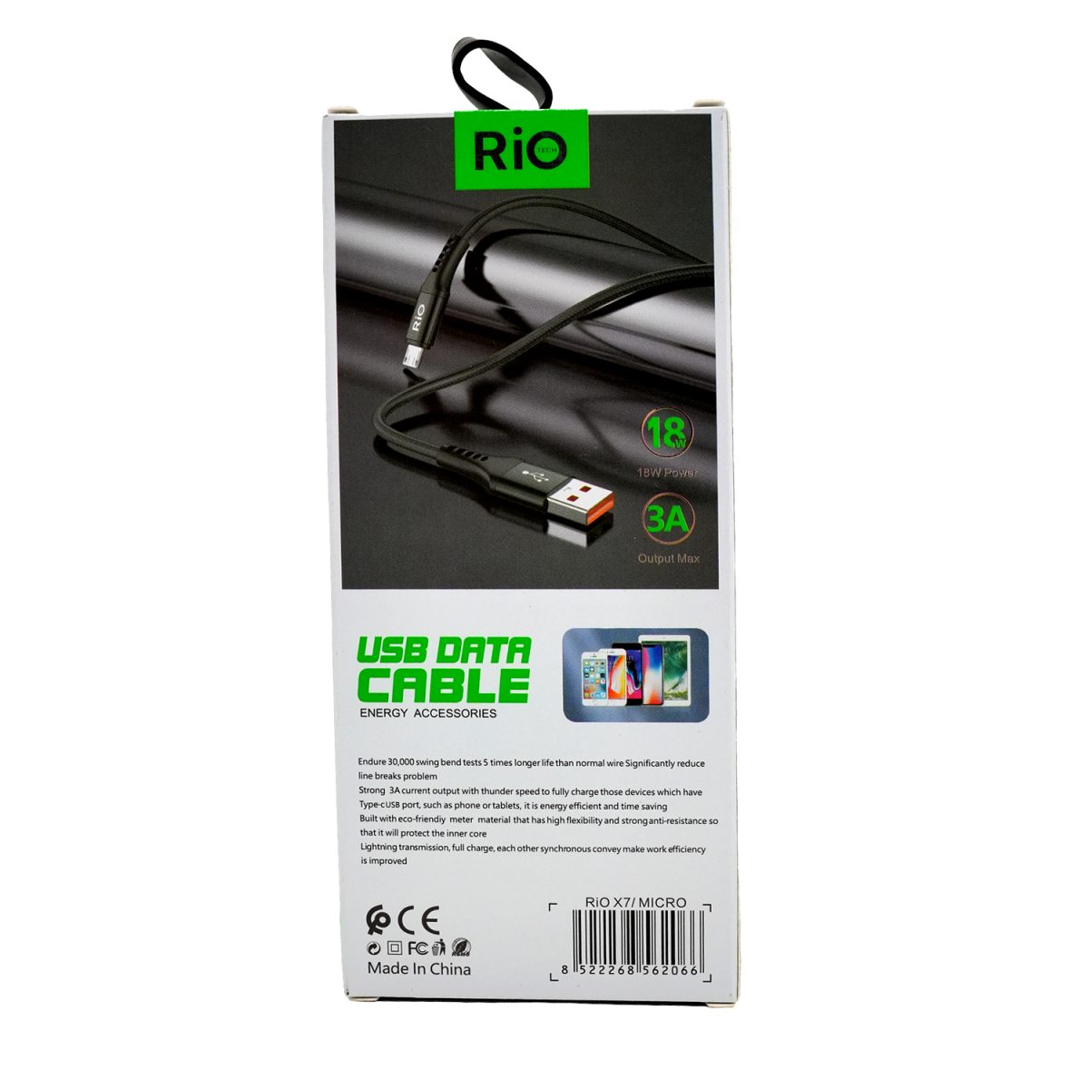 RİO USB-A TO MİCRO ŞARJ KABLASU 3.0A 18W DESTEKLİ KALİTELİ KABLO