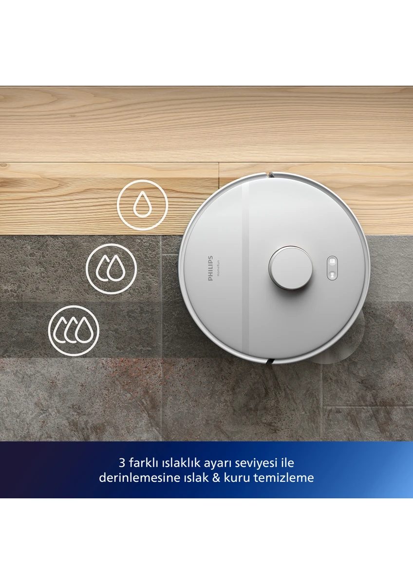 Philips XU2100/20 2000 Serisi Islak Kuru Moplu İstasyonlu Robot Süpürge, HomeRun Uygulaması, LDS Radar Navigasyon, Beyaz