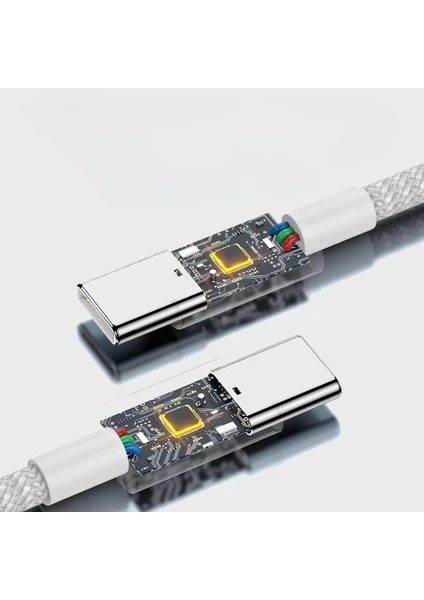 60W iPhone Uyumlu 17 / 17 Pro / 17 Air / 17 Pro Max 15 - 16 - Pro - Pro Max Hasır 1 Metre Hızlı Şarj Kablosu Type-C