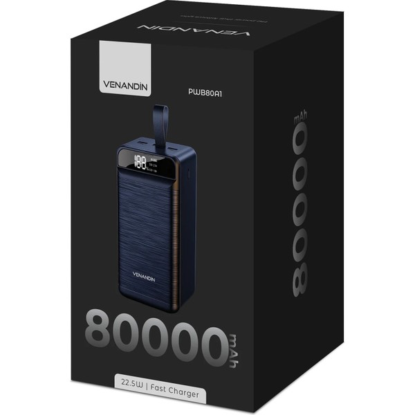 Venandin PWB80A1 80.000 Mah 22,5W Hızlı Şarj Powerbank – Pd, Qc 3.0, Type-C Giriş Çıkış ve Dijital Ekran