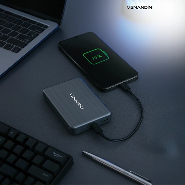 Venandin PWB10A5 10.000 Mah Magsafe Uyumlu Powerbank – 15W Manyetik Kablosuz ve 22,5W Kablolu Hızlı Şarj, Qc 3.0