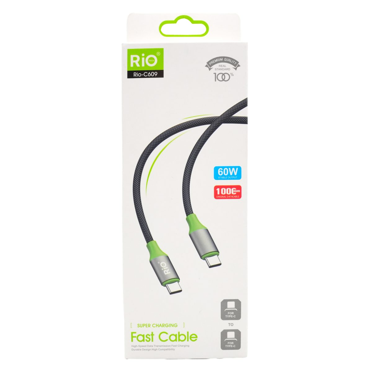 RİO TYPE-C TO TYPE-C KABLO 60W GÜCÜNDE 1 METRE UZUNLUĞUNDA KALİTELİ SAĞLAM KABLO