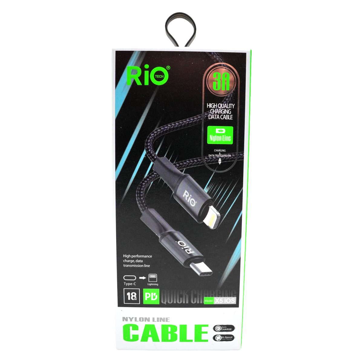 RİO TYPE-C TO LİGHTNİNG İPLİ KABLO TASARIMI VE 3A TURBO HZILI IPHONE ŞARJ KABLOSU
